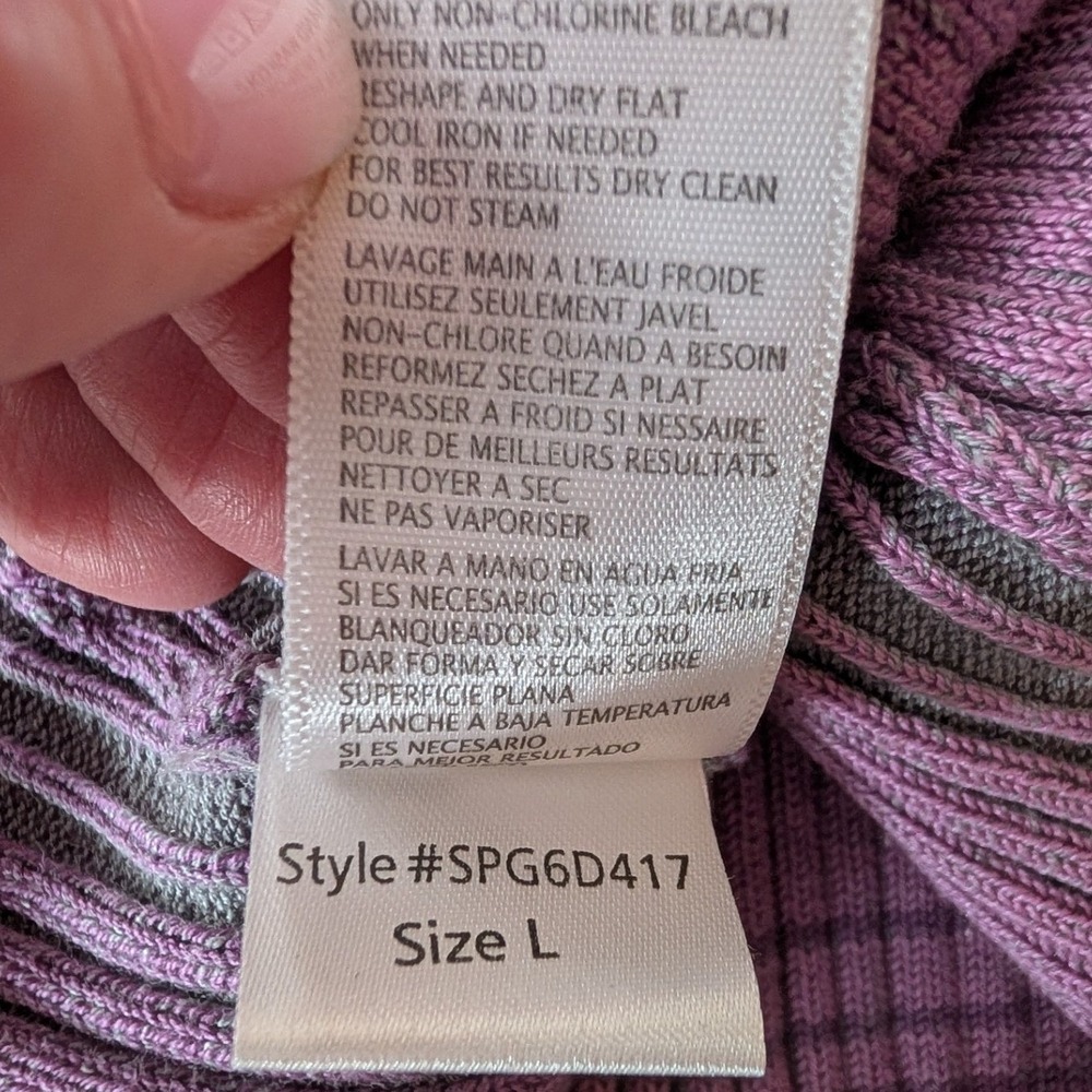 Y2K BCBG Silk Blend Knit Dress L Purple Plaid V-Neck Indie Retro Mod Luxury Chic - Picture 8 of 12